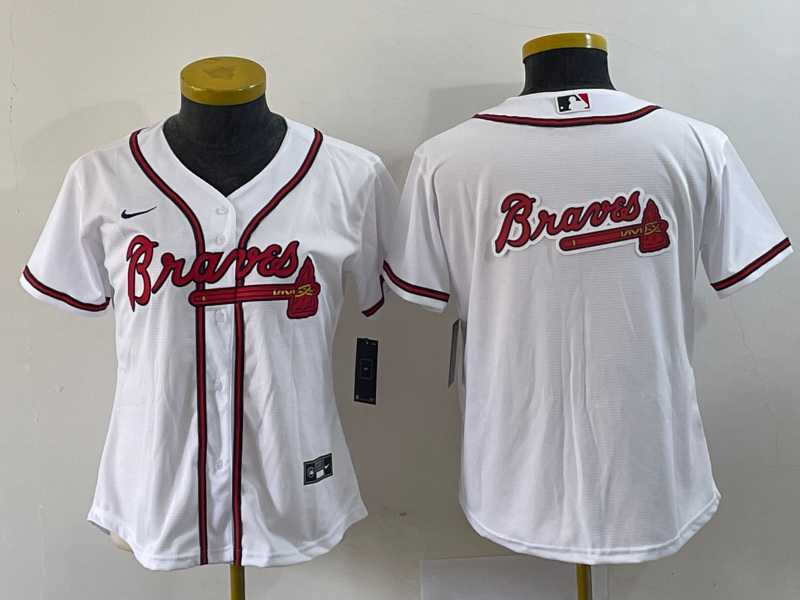 Womens Atlanta Braves Blank White Stitched MLB Cool Base Nike Jersey1